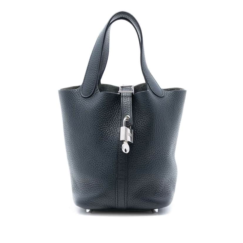 Hermès Clemence Picotin Lock 18 Blue Leather Good condition - Front View