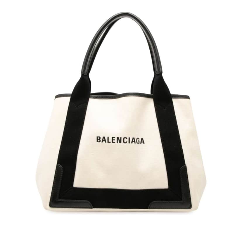 Balenciaga Canvas Navy Cabas Tote S White Canvas Good condition - Front View