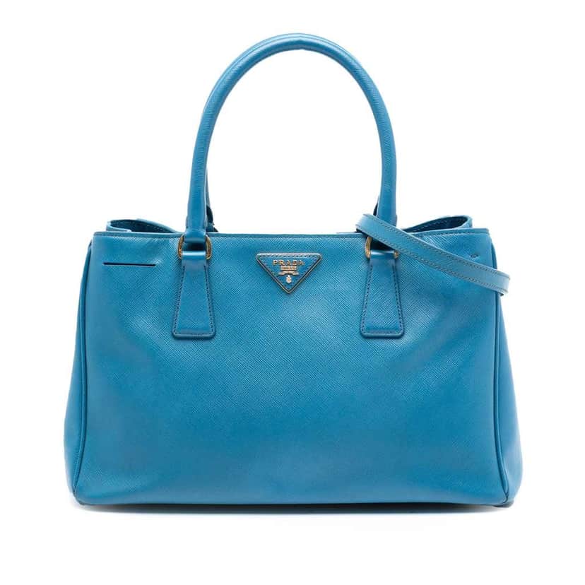Prada Medium Saffiano Lux Galleria Satchel Blue Leather Very good condition - Front View