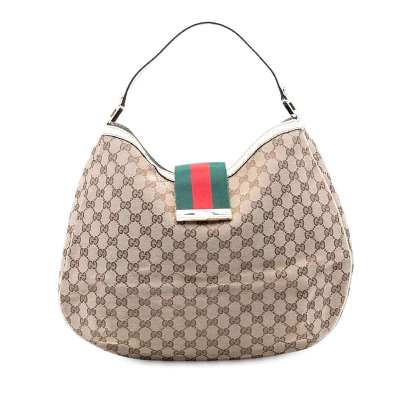Gucci Large GG Canvas Web New Ladies Hobo Brown Canvas Good condition - Front View