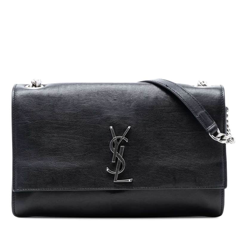 Saint Laurent Lambskin Monogram Flap Crossbody Black Leather Good condition - Front View