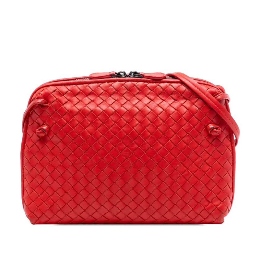 Bottega Veneta Nappa Intrecciato Nodini Crossbody Red Leather Very good condition - Front View