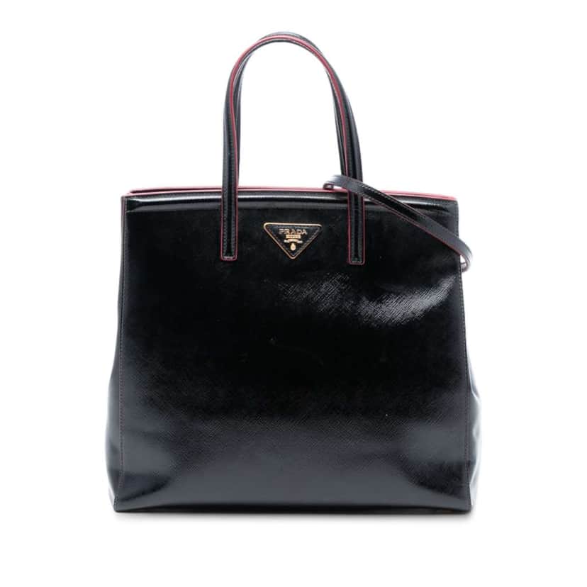 Prada Saffiano Vernice Satchel Black Leather Good condition - Front View