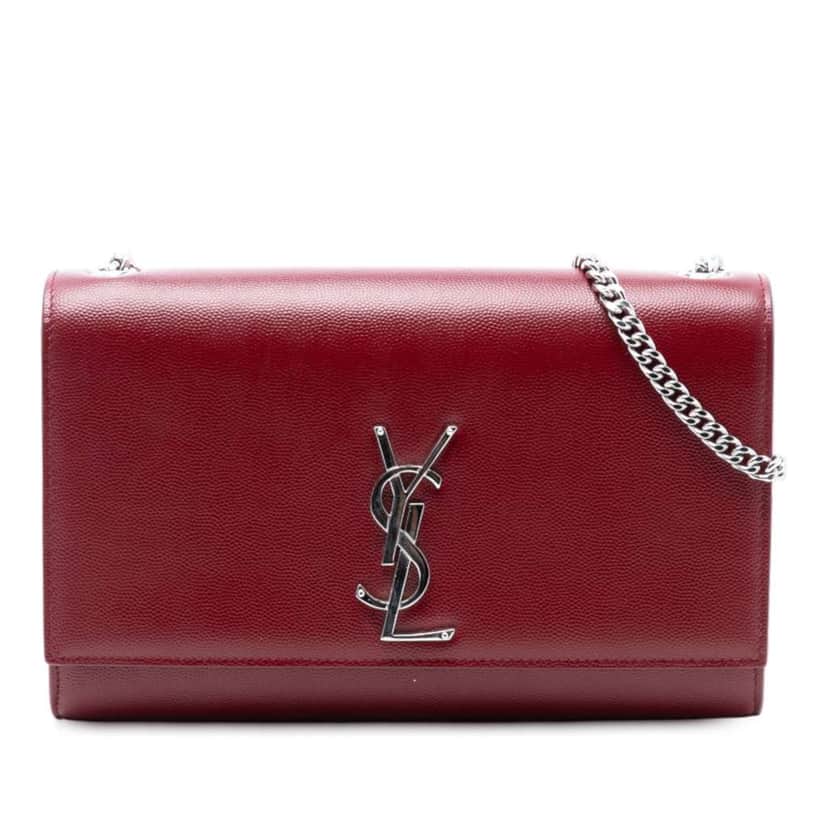 Saint Laurent Medium Grain De Poudre Monogram Kate Crossbody Red Leather Very good condition - Front View