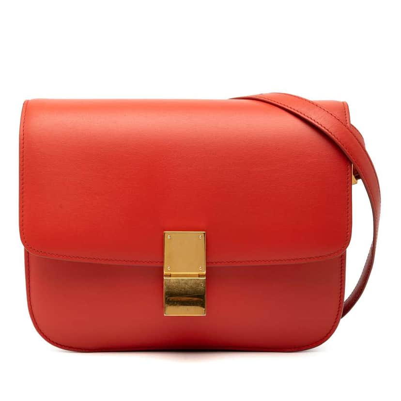 Celine Medium Calfskin Classic Box Red Leather Good condition - Front View