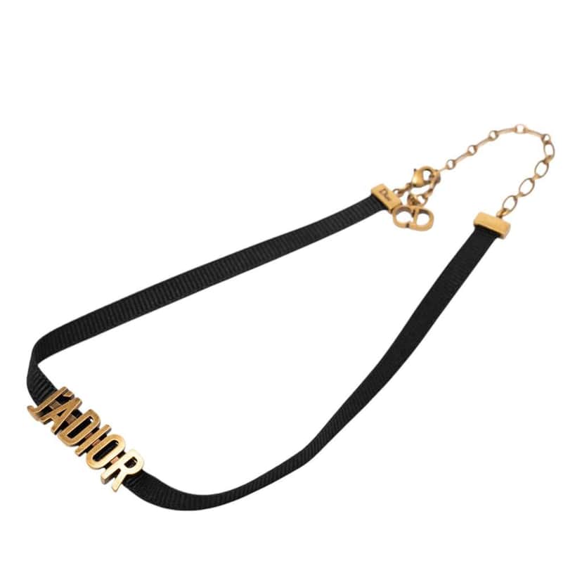 Dior Nylon Grosgrain Ribbon JAdior Choker Necklace Black Good condition - Front View
