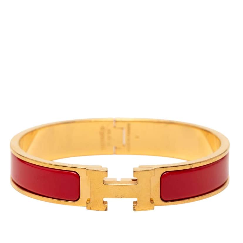 Hermès Narrow Enamel Clic H Bracelet PM Red Good condition - Front View