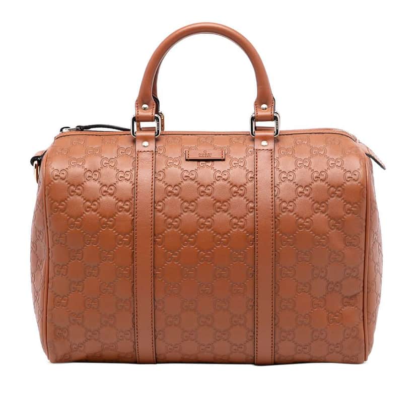 Gucci Medium Guccissima Joy Boston Bag Brown Leather Good condition - Front View