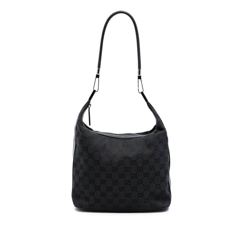 Gucci GG Canvas Shoulder Bag Black Canvas Good condition - Front View