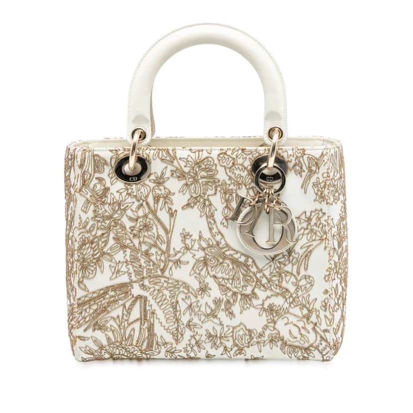 Dior Medium Calfskin Embroidered Astrology Lady Dior Brown Leather Good condition - Front View