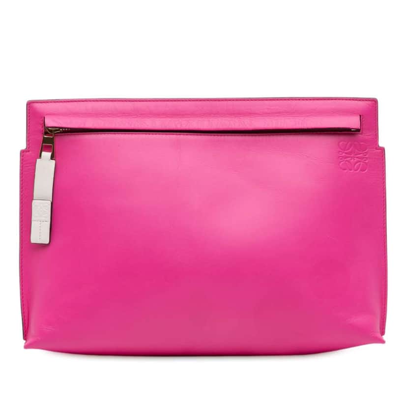Loewe Bicolor Leather Anagram T Pouch Pink Leather Very good condition - Front View