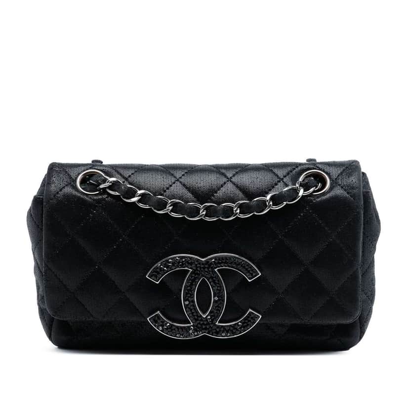 Chanel Iridescent Caviar Crystal CC Wallet On Chain Black Leather Very good condition - Front View