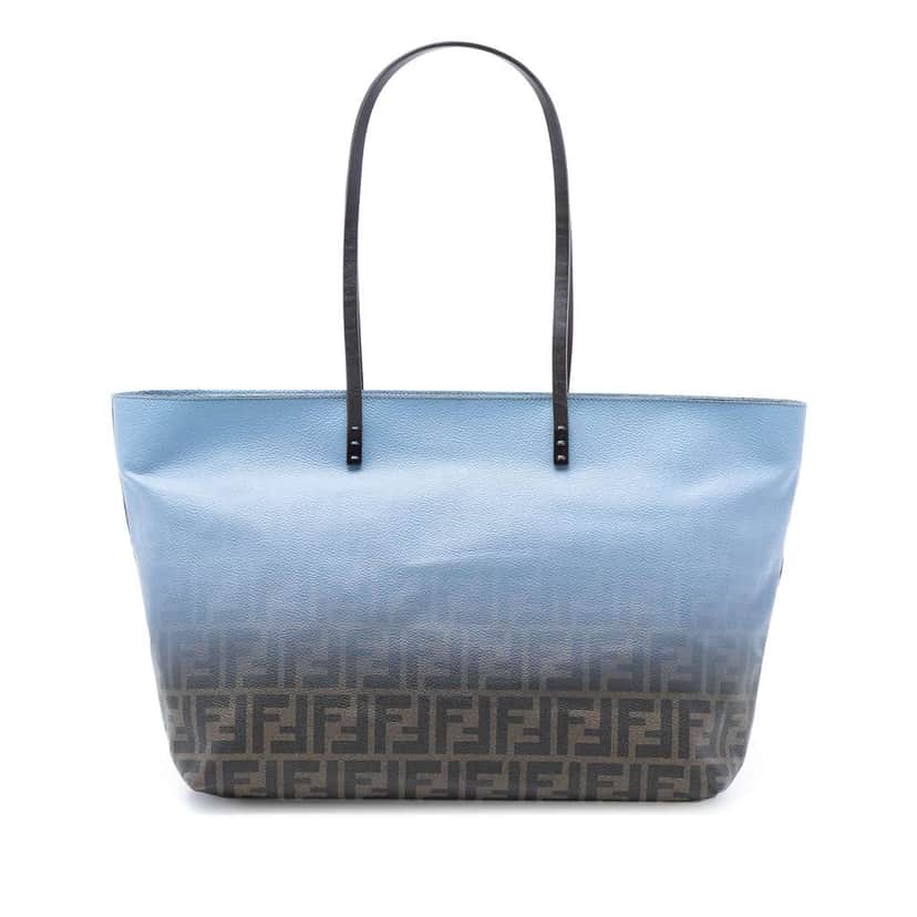 Fendi Medium Ombre Zucca Spalmati Roll Tote Blue Canvas Good condition - Front View