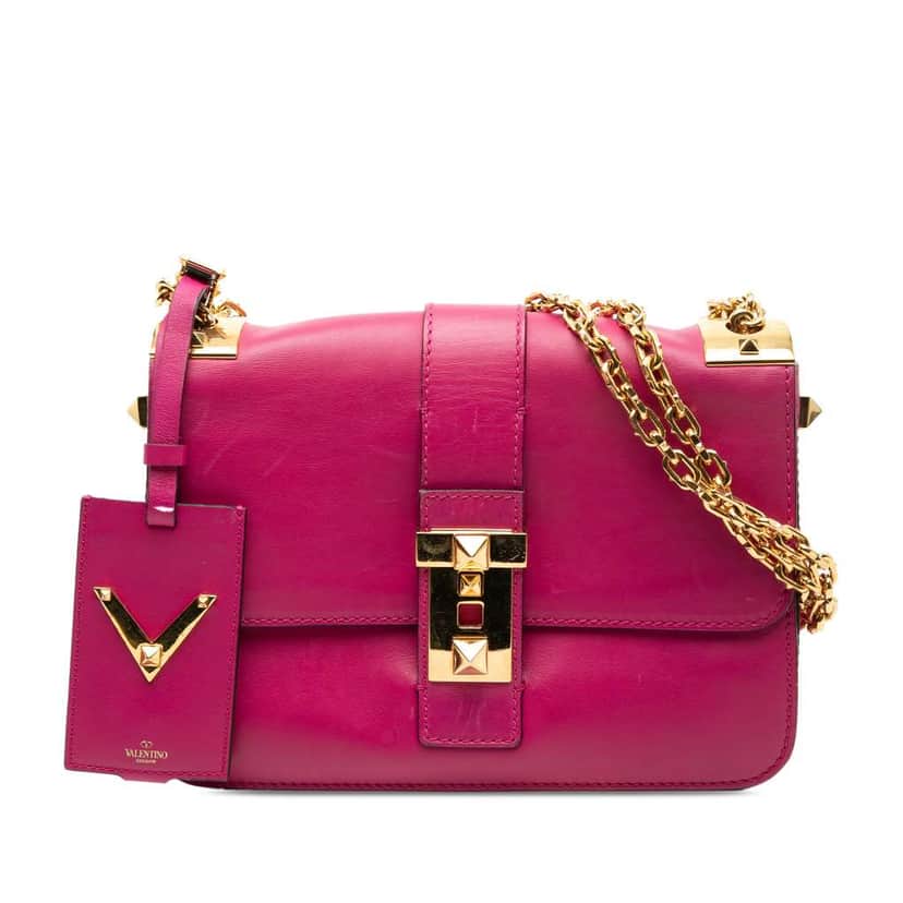 Valentino Leather B Rockstud Shoulder Bag Pink Leather Very good condition - Front View
