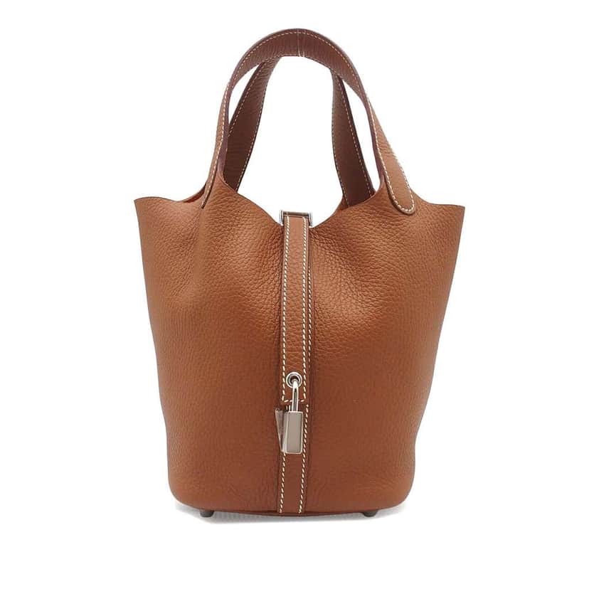 Hermès Clemence Picotin Lock 18 Brown Leather Good condition - Front View