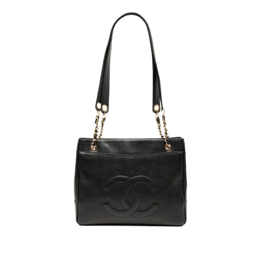 Chanel CC Caviar Chain Tote Black Leather Good condition - Front View