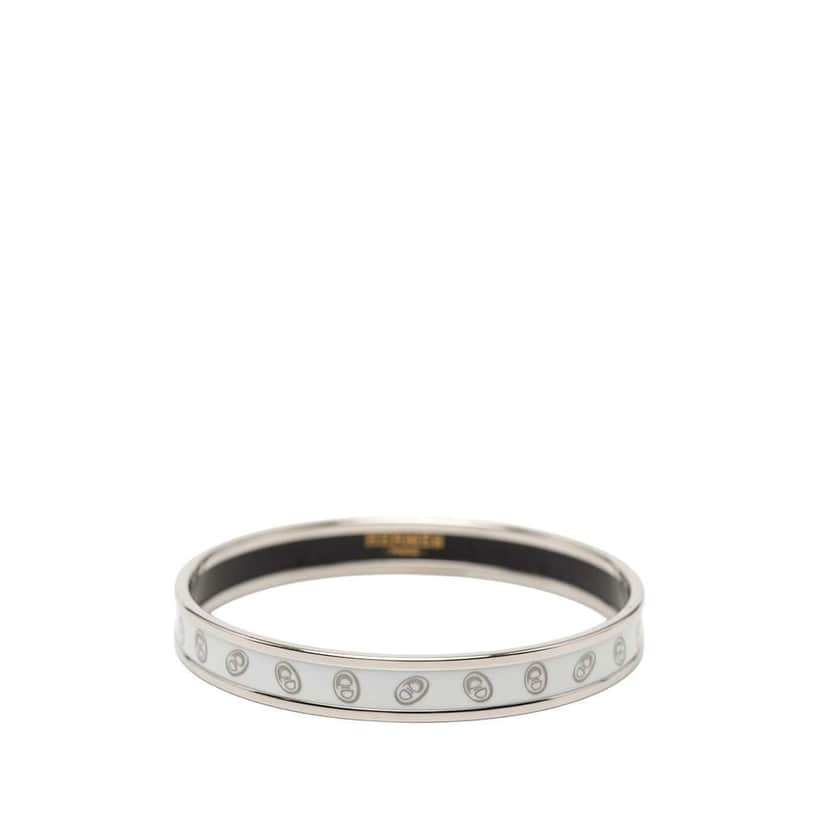 Hermès Narrow Funny Ice Cream Enamel Bangle 62 Grey Good condition - Front View