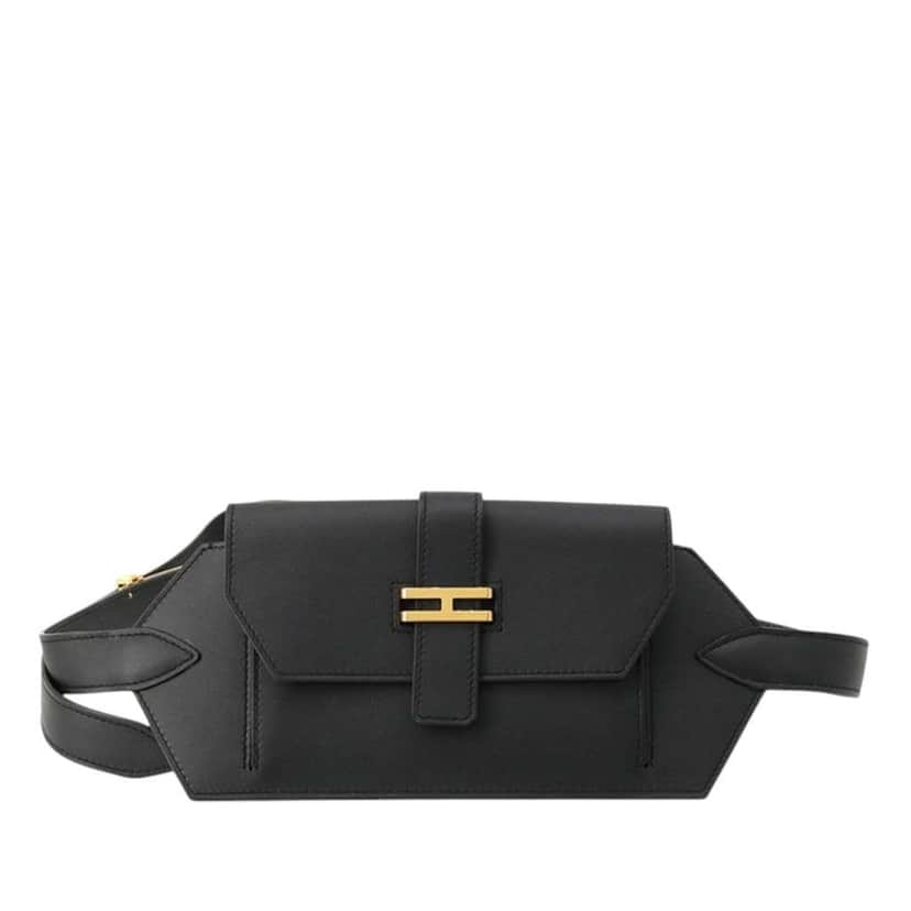 Hermès Swift Elan Pocket 24 Belt Bag Black Leather Good condition - Front View