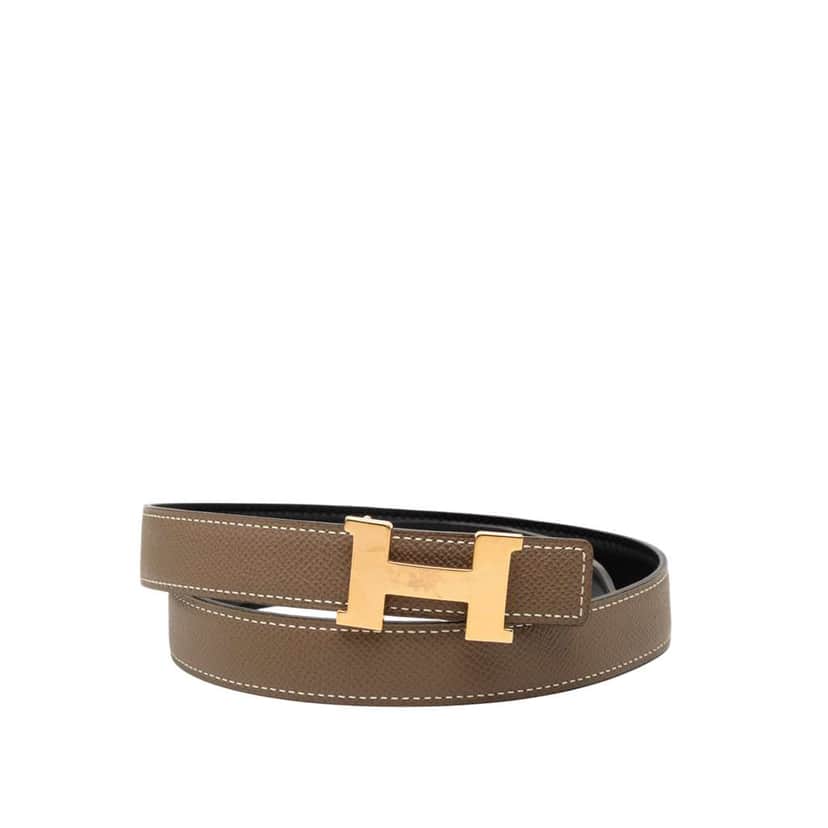 Hermès Epsom and Swift Constance H Reversible Belt Brown Leather Good condition - Front View