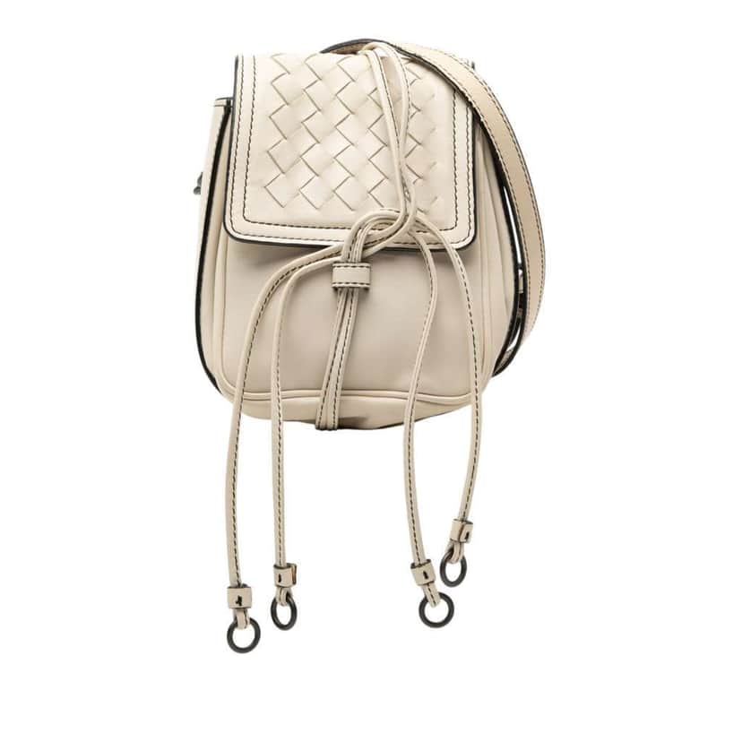 Bottega Veneta Nappa Intrecciato Double Sided Flap Crossbody White Leather Very good condition - Front View