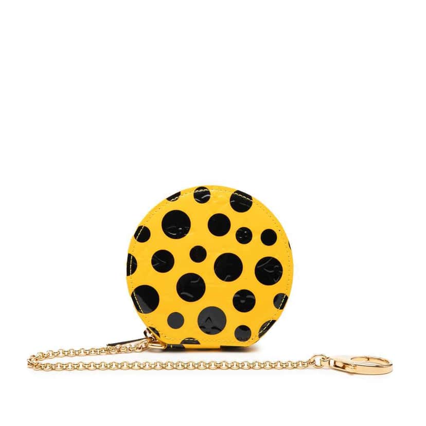 Louis Vuitton Yayoi Kusama Monogram Vernis Infinity Dots Chapeau Coin Purse Yellow Leather Good condition - Front View