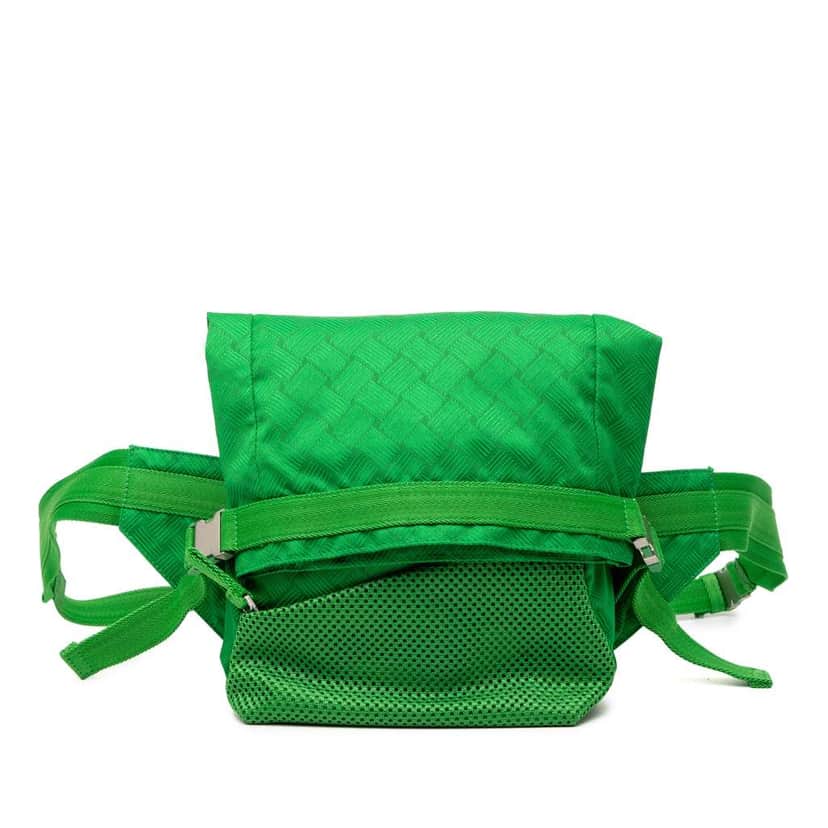 Bottega Veneta Nylon and Mesh Intrecciato Belt Bag Green Very good condition - Front View