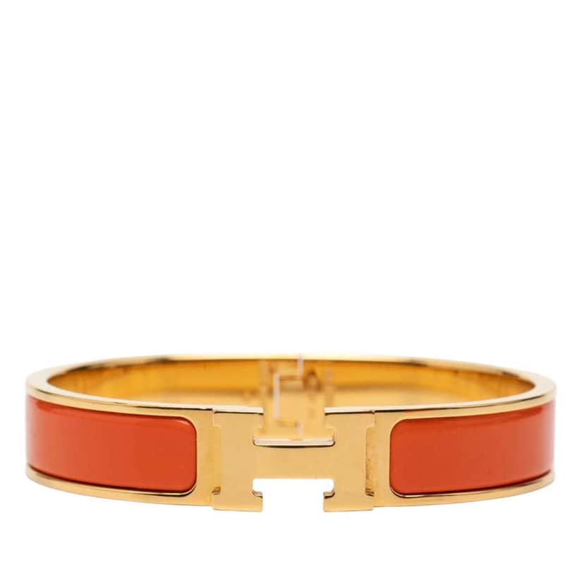 Hermès Enamel Clic H Bracelet PM Orange Good condition - Front View