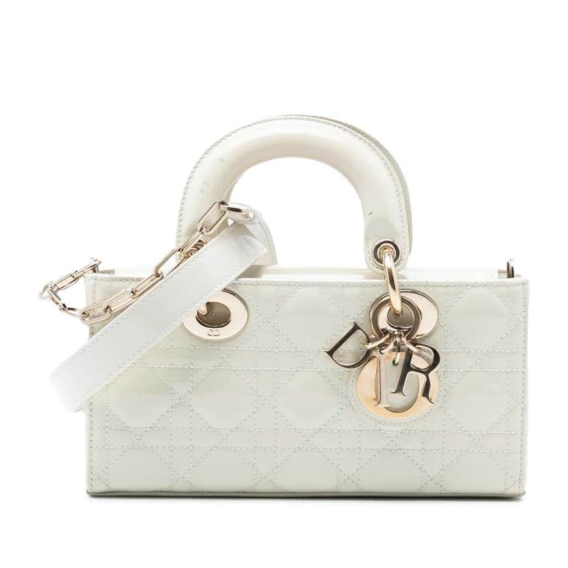 Dior Small Patent Cannage Lady D Joy White Leather Very good condition - Front View