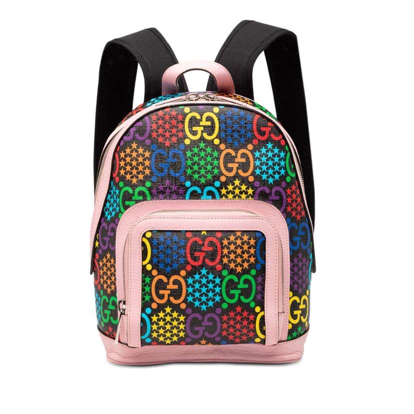 Gucci GG Supreme Psychedelic Backpack Pink Canvas Very good condition - Front View