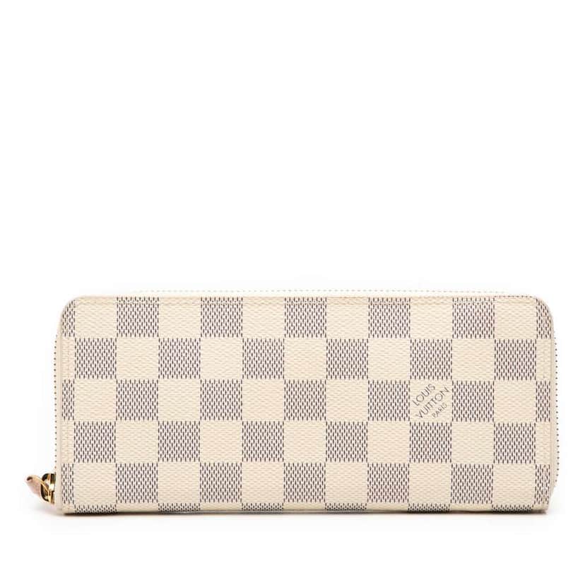 Louis Vuitton Damier Azur Clemence Zippy Wallet White Good condition - Front View