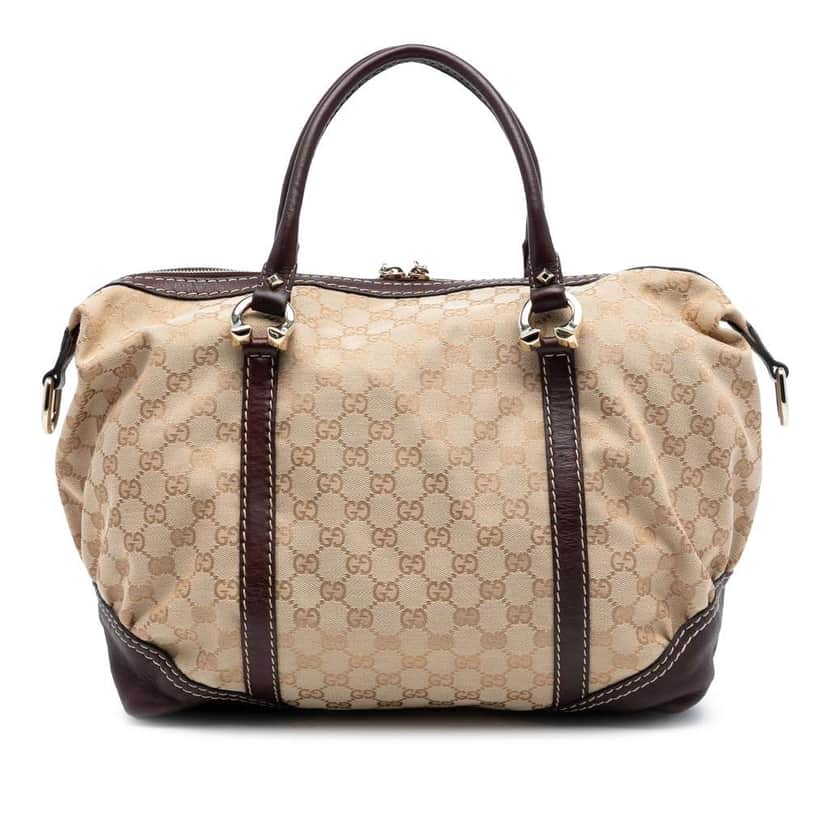 Gucci GG Canvas Horsebit Nail Boston Bag Brown Canvas Good condition - Front View