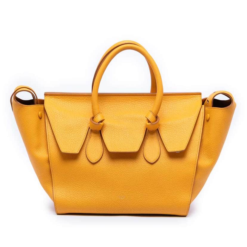 Celine Small Grained Calfskin Tie Knot Handbag Yellow Leather Good condition - Front View