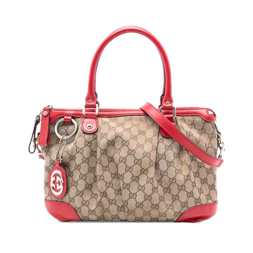 Gucci Diamante Canvas Sukey Satchel Brown Canvas Good condition - Front View
