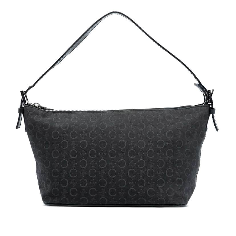 Celine C Macadam Canvas Shoulder Bag Black Canvas Good condition - Front View