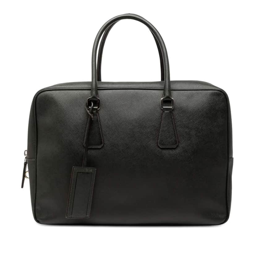 Prada Saffiano Business Bag Black Leather Good condition - Front View