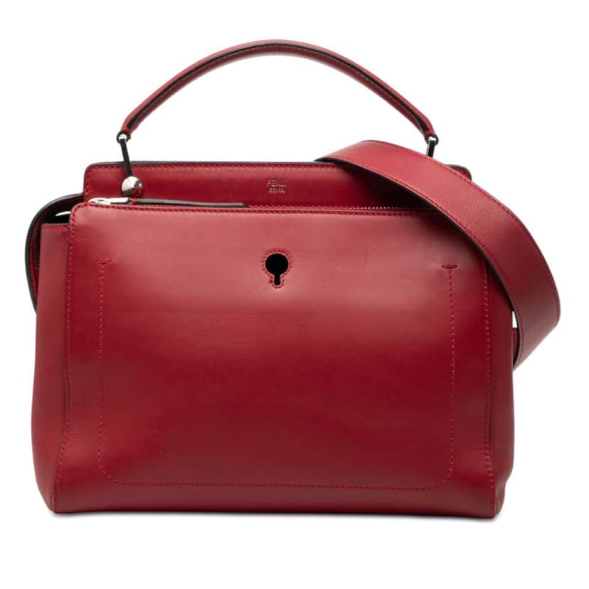 Fendi Medium Leather DotCom Satchel Red Leather Very good condition - Front View