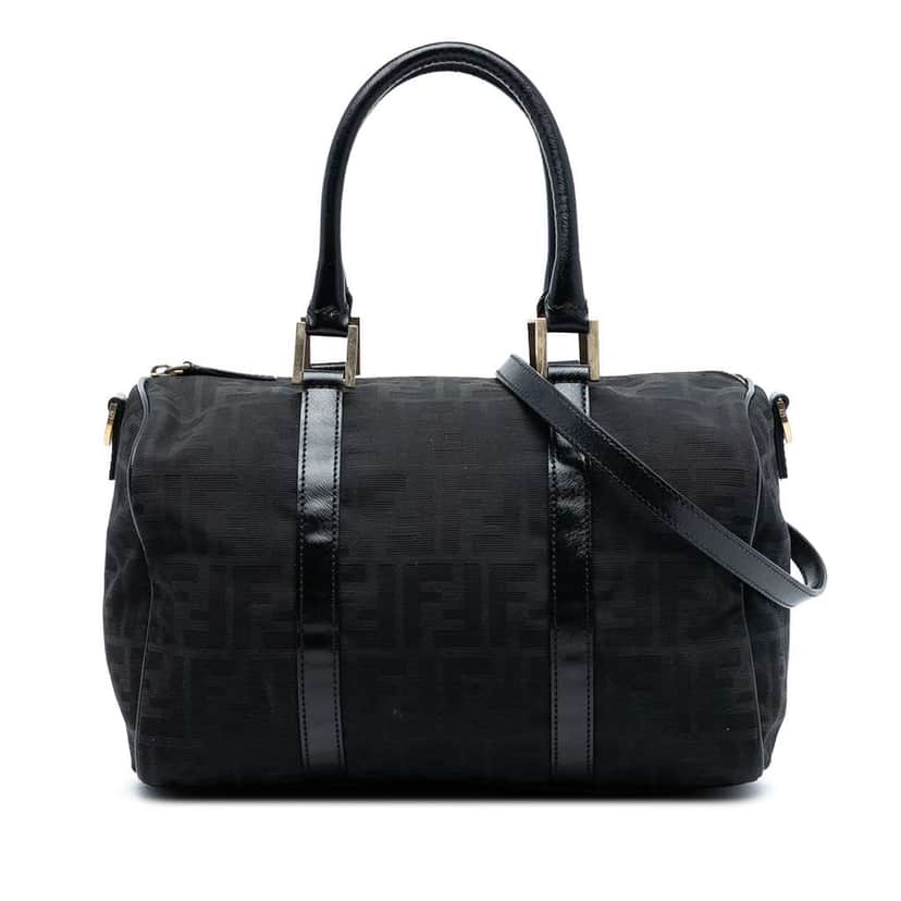 Fendi Zucca Canvas Boston Bag Black Canvas Good condition - Front View