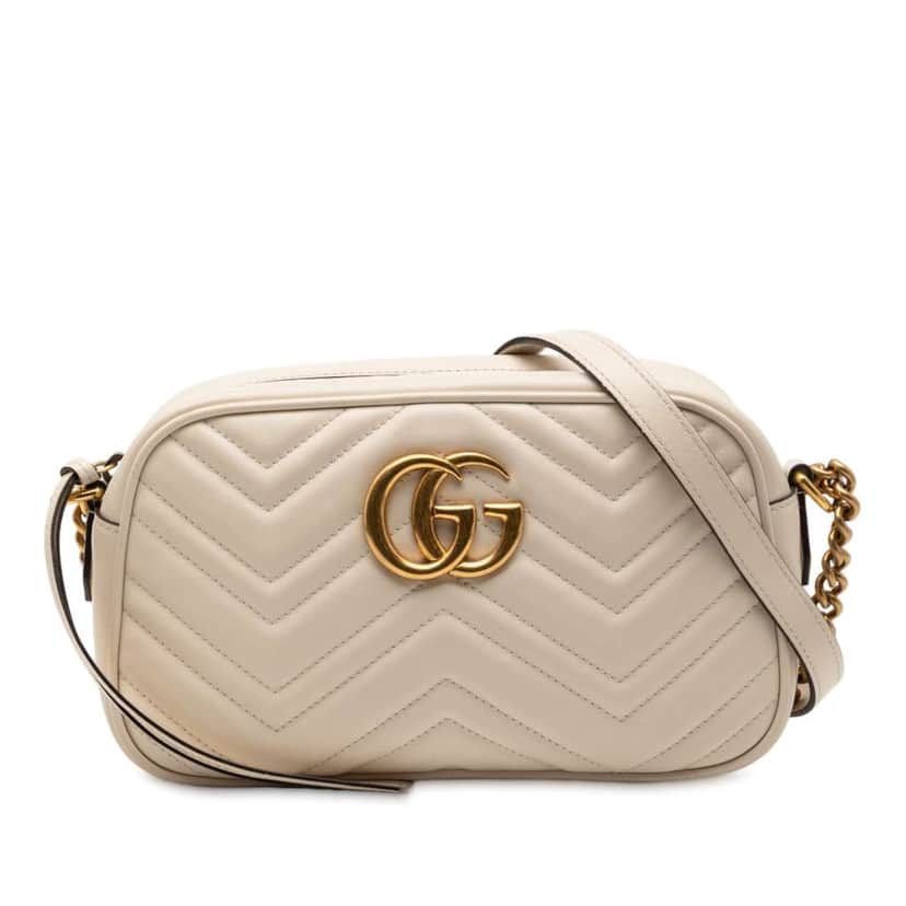 Gucci Small GG Marmont Matelasse Leather Crossbody White Leather Good condition - Front View