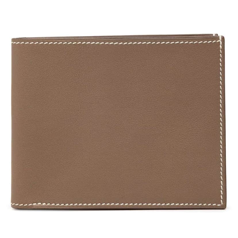 Hermès Swift Citizen Twill Compact Wallet Brown Leather Very good condition - Front View