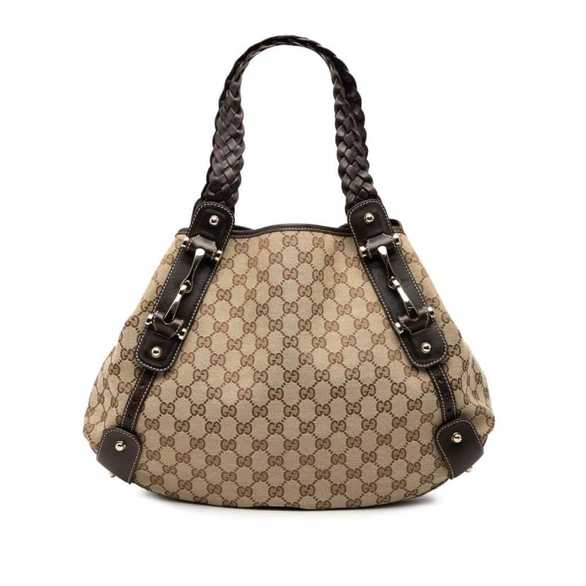 Gucci GG Canvas Horsebit Pelham Shoulder Bag Brown Canvas Good condition - Front View