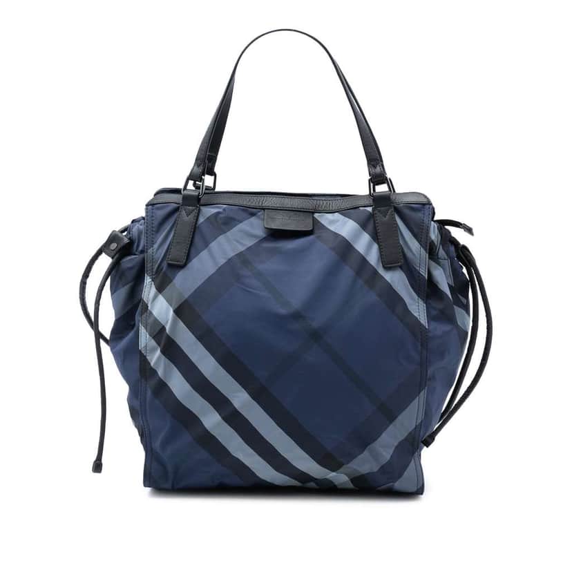 Burberry Supernova Check Nylon Buckleigh Tote Blue Very good condition - Front View