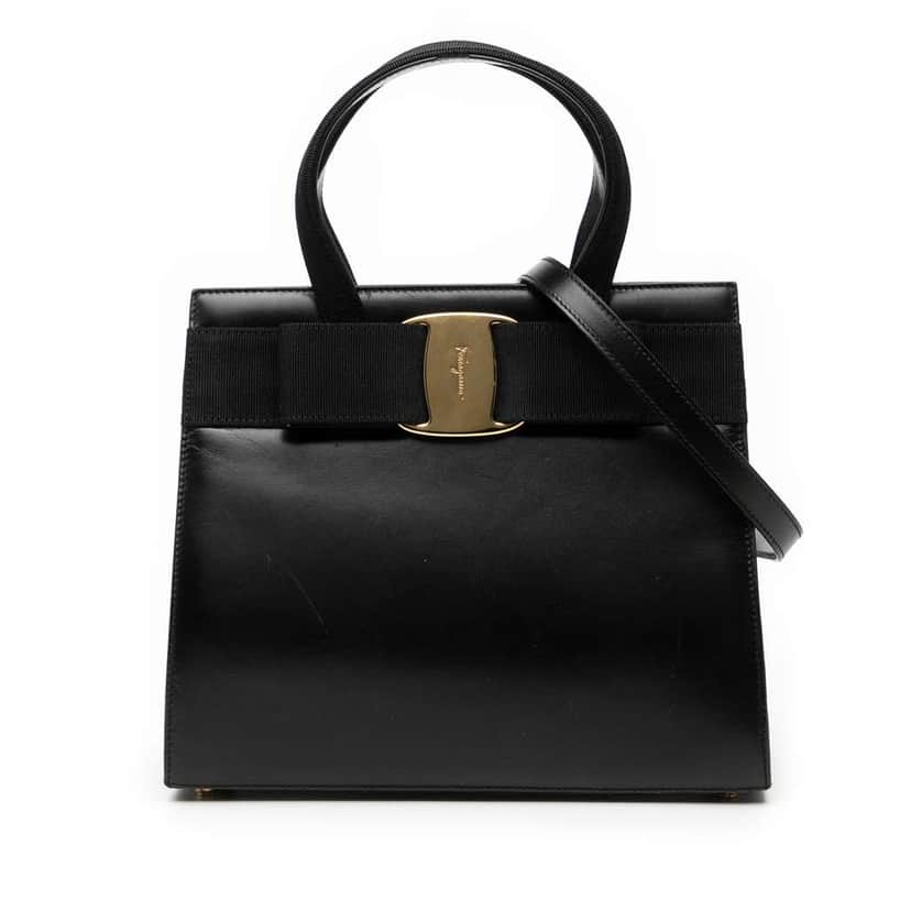 Salvatore Ferragamo Leather Vara Bow Satchel Black Leather Good condition - Front View