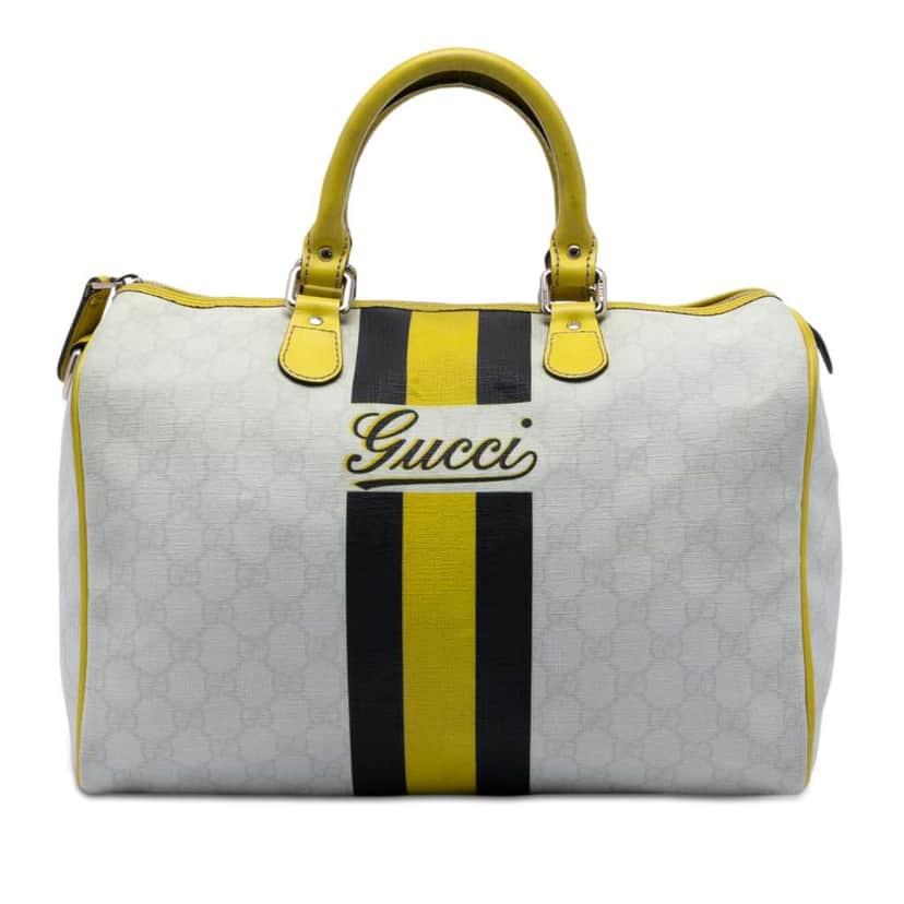 Gucci Medium GG Supreme Joy Web Boston White Canvas Fair condition - Front View