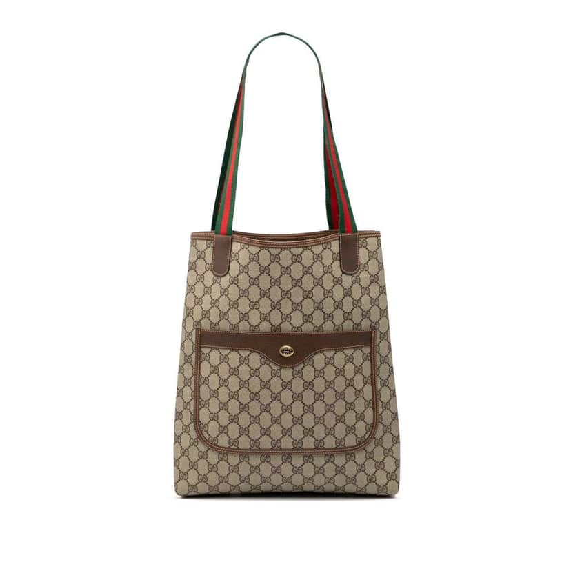 Gucci GG Supreme Web Tote Brown Canvas Good condition - Front View