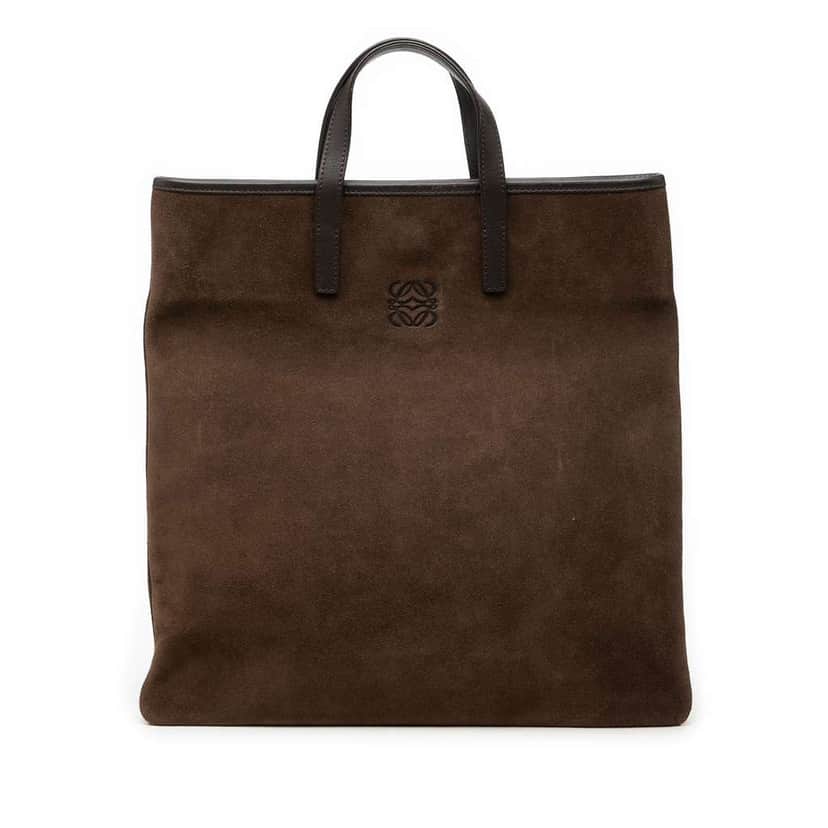 Loewe Suede Anagram Tote Brown Leather Very good condition - Front View