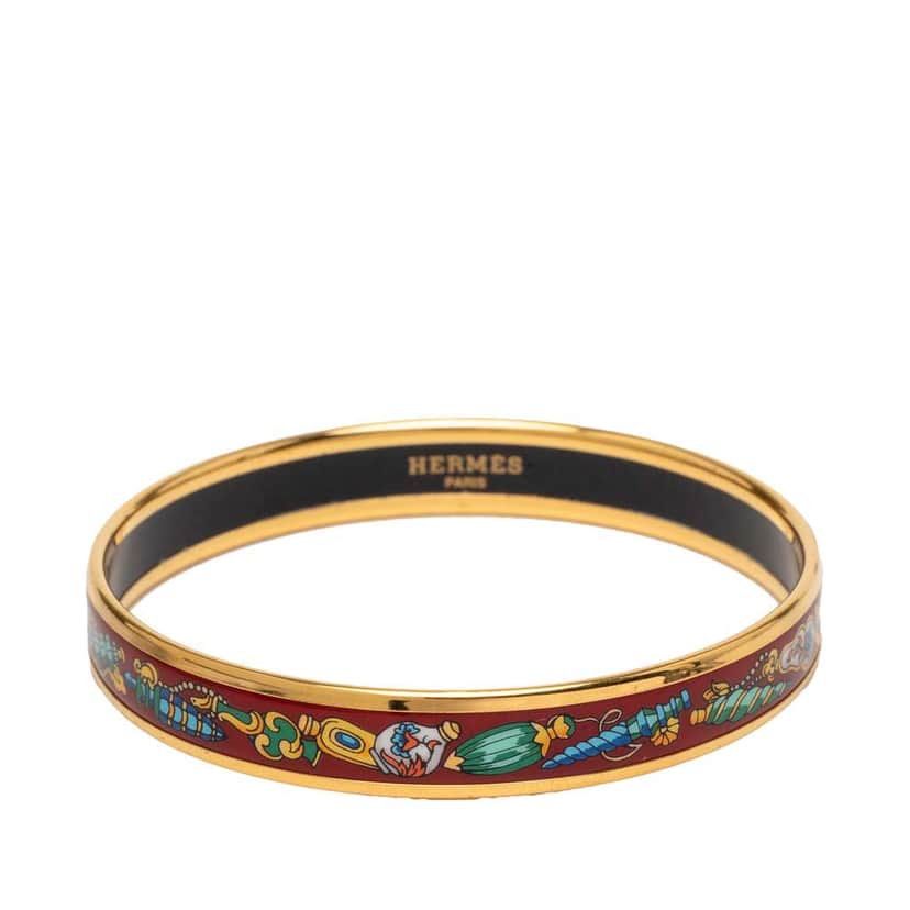 Hermès Narrow Qu Importe Le Falcon Enamel Bangle 65 Red Good condition - Front View