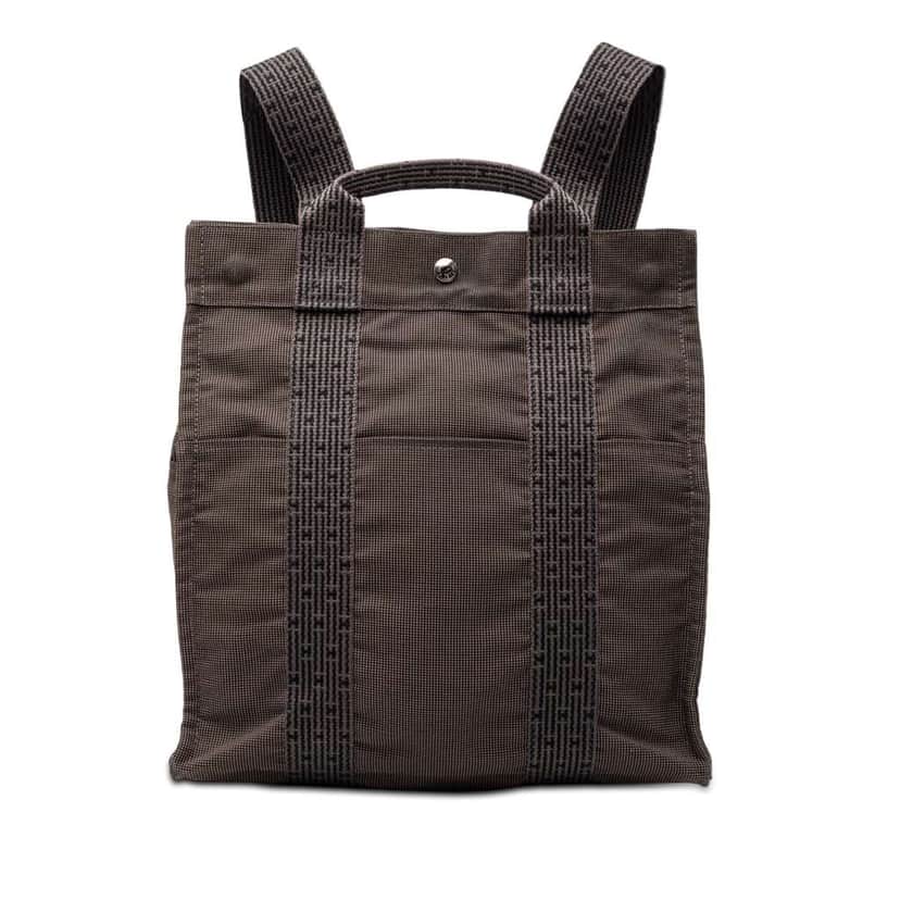 Hermès Canvas Herline Backpack MM Grey Canvas Good condition - Front View