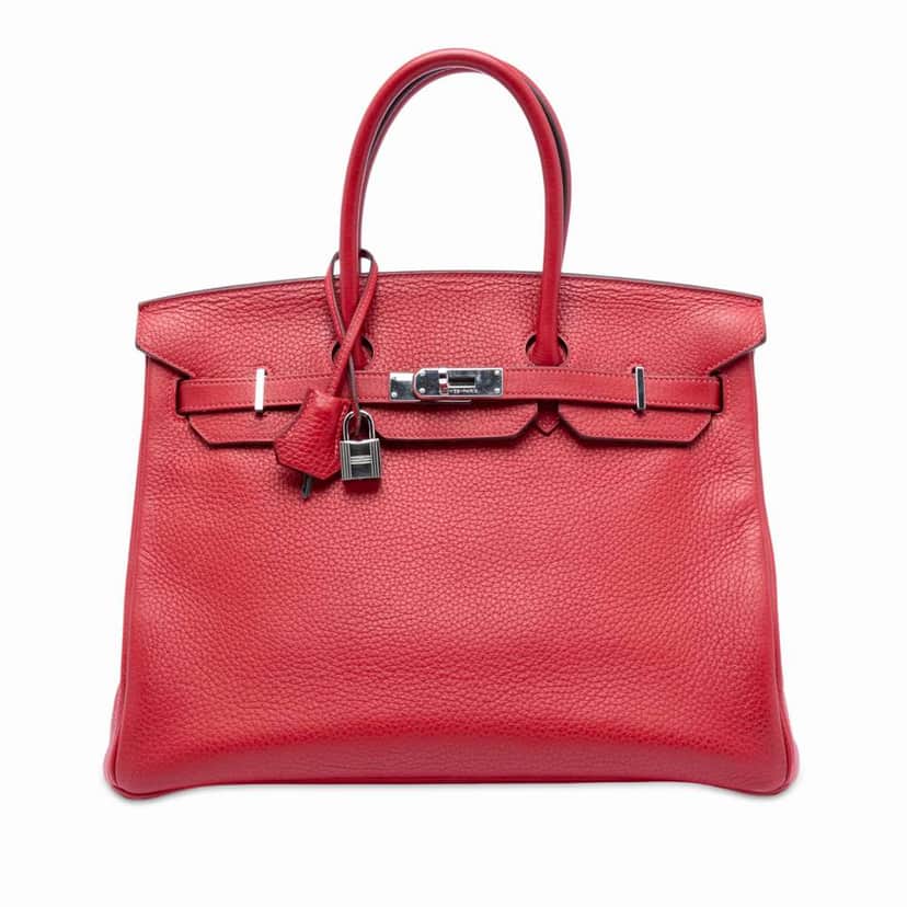 Hermès Clemence Birkin Retourne 35 Red Leather Good condition - Front View