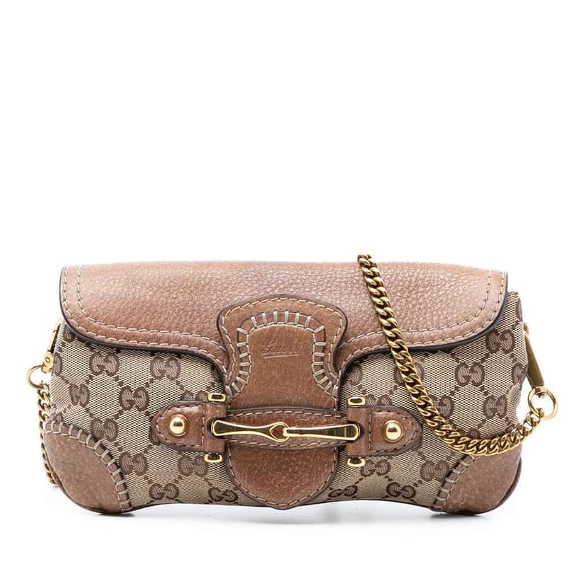 Gucci GG Canvas New Pelham Clutch on Chain Brown Canvas Good condition - Front View