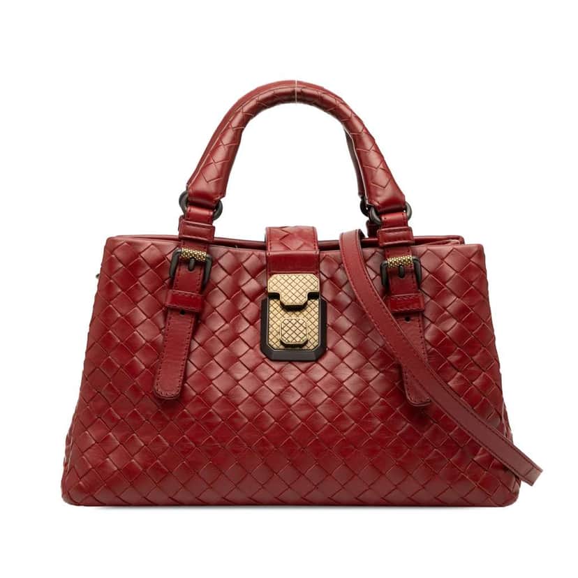 Bottega Veneta Mini Nappa Intrecciato Roma Satchel Red Leather Very good condition - Front View